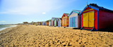 Fototapeta  - Brighton Beach Boxes in hot sunny day
