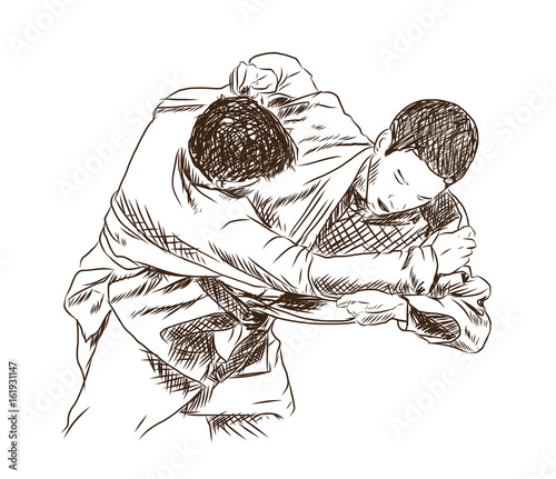 Fototapety Judo  reka-szkic-konkurujacych-judo-w-ilustracji-wektorowych