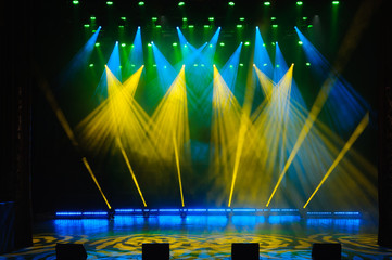 Free stage with lights, lighting devices.