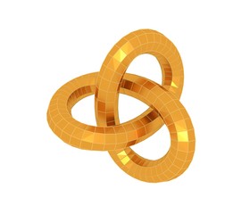 Wall Mural - abstract geometric shape with trefoil knot. 3d rendering. polygonal wireframe infinity loop model
