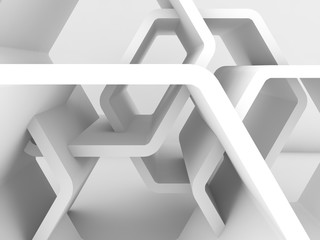 Wall Mural - abstract chaotic white honeycombs 3d