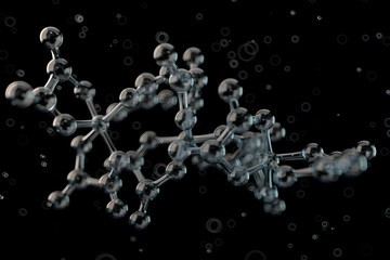 Poster - 3d rendered glass molecule structure with high blur strength. scientific concept. atom structure sha