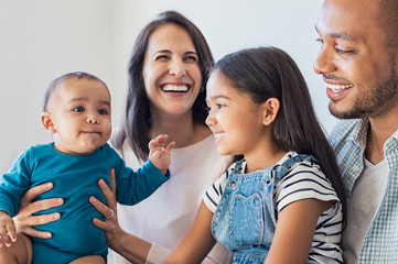 Wall Mural - Family having fun with children