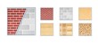 A vector illustration of various wall elements for building and construction. Grouped and layered for easy editing. Close view.