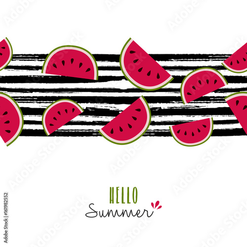 Fotografie, Obraz Summer quote watermelon pattern design card