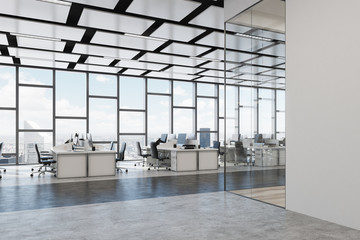 Poster - Open office, loft, glass, side view