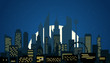 Modern cityscape in the night vector illustartion. Big city night scene