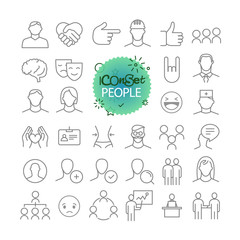 Fototapete - outline icon set. web and mobile app thin line icons. people
