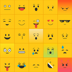 Poster - Emoticons vector collection. Different square Emoji