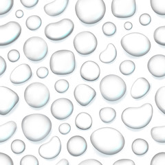 Poster - Different water drops vector seamless background. Transparent liquid elements