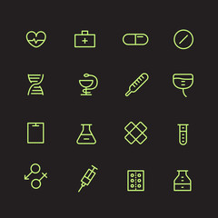 Poster - Different line style icons set. Medicine