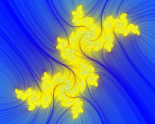 Yellow Fractal On Blue Background