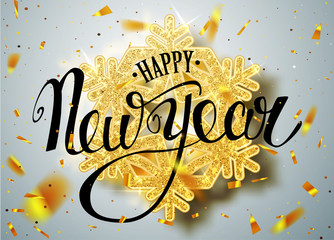 Wall Mural - happy new year lettering greeting card for holiday
