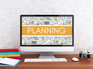 Poster - 3d Computer with word PLANNING.