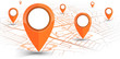 GPS navigator pin Orange color mock up wite map on white background