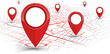 GPS navigator pin red color mock up wite map on white background
