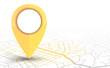 GPS navigator pin checking yellow color on white background