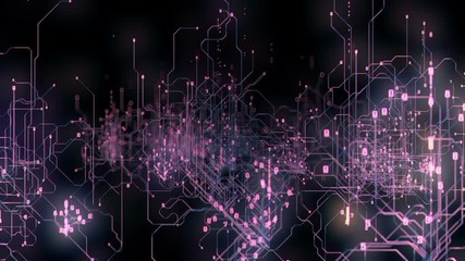 Flight through an abstract cybernetwork. Irtificial intelligence.