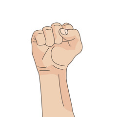 Illustration with hand. Squeezed fist icon