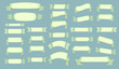 © Suisig - Vector green ribbons set. Elements isolated on blue background. 28 light colored ribbons for text, banners