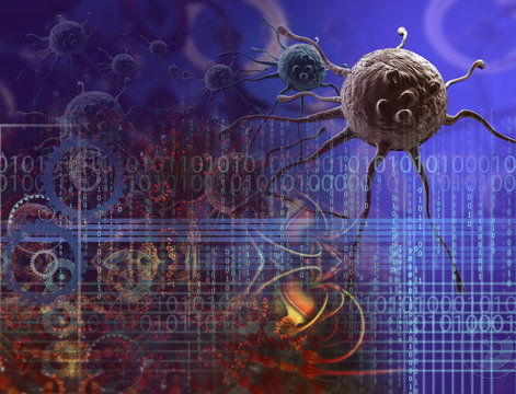3d rendering - cancer cell in the future