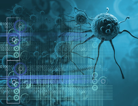 3d rendering - cancer cell in the future