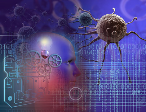 3d rendering - cancer cell in the future