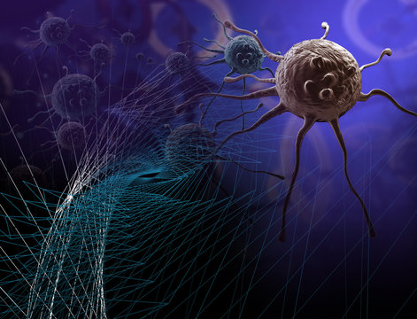 3d rendering - cancer cell in the future