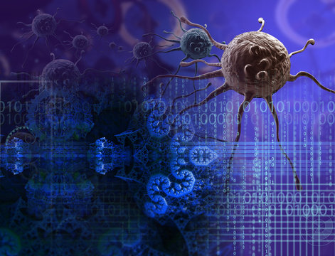 3d rendering - cancer cell in the future