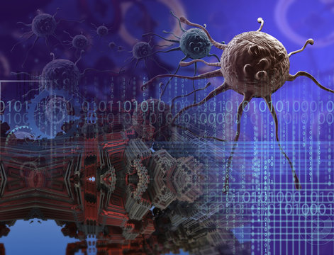 3d rendering - cancer cell in the future