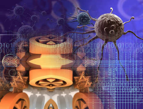 3d rendering - cancer cell in the future