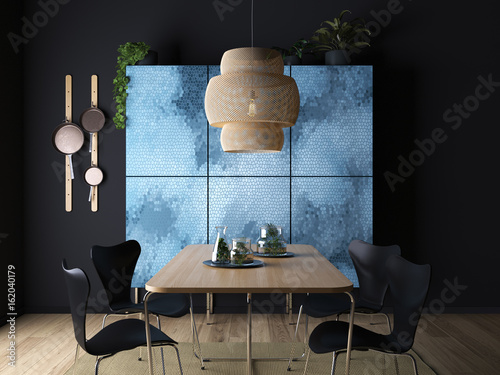 Modernes Esszimmer Mit Grauer Wand Buy This Stock Illustration