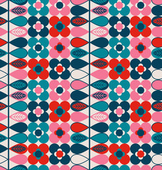 Poster - seamless pattern with flowers and leaves