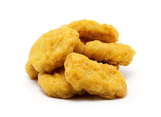 Wall Mural - Fried chicken nuggets isolated on white