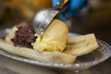 Italian ice cream artisanal preparation