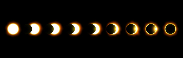different phases of solar and lunar eclipse . vector .