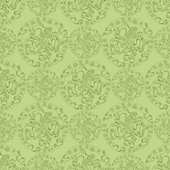 Poster - Abstract leaf colored circles with ornate objects in them