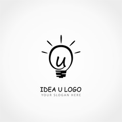 Wall Mural - Letter U on a Lamp Idea Logo