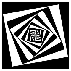 Leinwandbilder - Abstract geometric element with inward rotating squares. Overlapping squares black and white abstract element