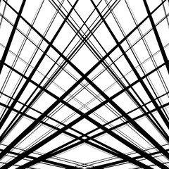 Leinwandbilder - Pattern of irregular, random lines. Black and white abstract texture.