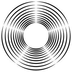 Poster - Concentric, radial circles circular element. abstract black and white design