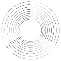 Poster - Concentric, radial circles circular element. abstract black and white design