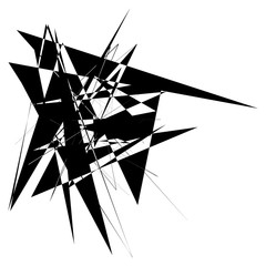Poster - Edgy rough intersecting monochrome shape isolated on white. Abstract textured element