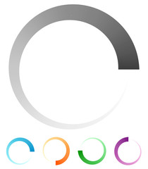 Leinwandbilder - Progress, process indicator with 4 step. Progress bar, preloader (buffer) symbol. Gray plus 4 color circular loading symbol for presentations, infographics or interfaces