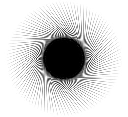 Poster - Monochrome spiral geometric. Rotating radial lines abstract design element