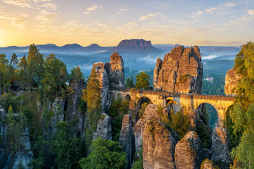 the bastei bridge, saxon switzerland national park, germany