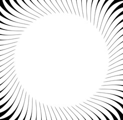 Poster - Abstract pattern with radial lines. Radial, radiating lines with distortion effect. Circular geometric pattern