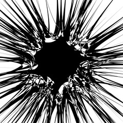 Leinwandbilder - Rough, edgy textured geometric element. Abstract black and white shattered shape.