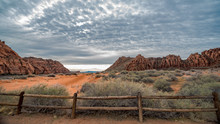 Canyon Panorama With Wooden Fence