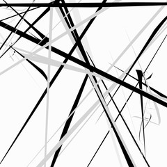 Poster - Random intersecting lines geometric pattern. Abstract geometric black and white texture / pattern